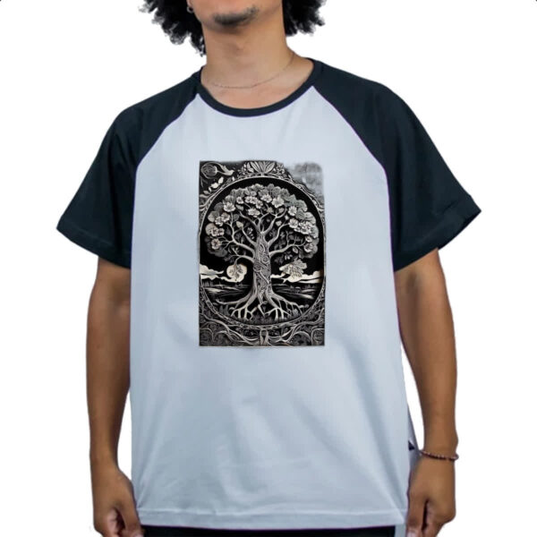 Camiseta Raglan Arvore da vida simbologia viking - Imagem 4