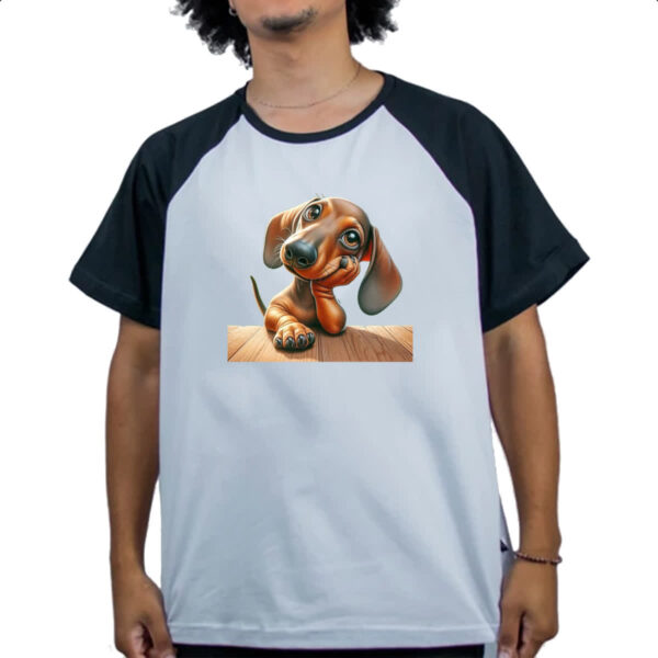 Camiseta Raglan Salsichinha pensativo - Imagem 4