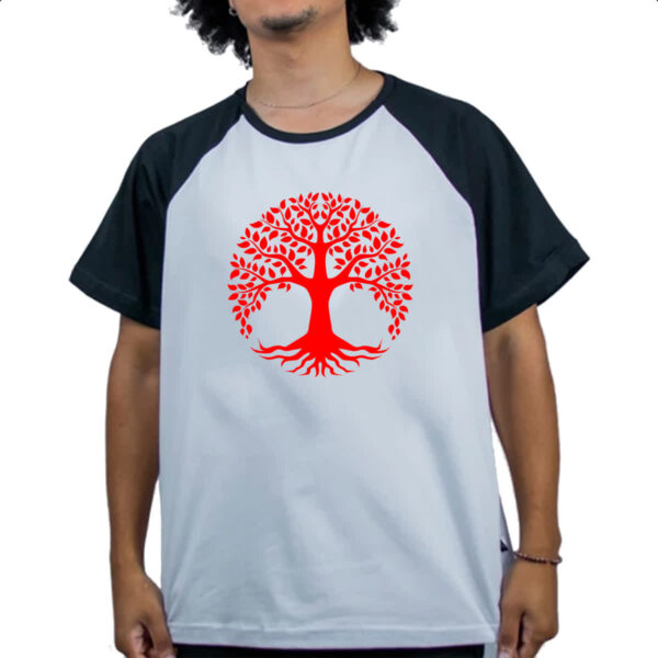 Camiseta Raglan Arvore da vida vermelha - Imagem 4