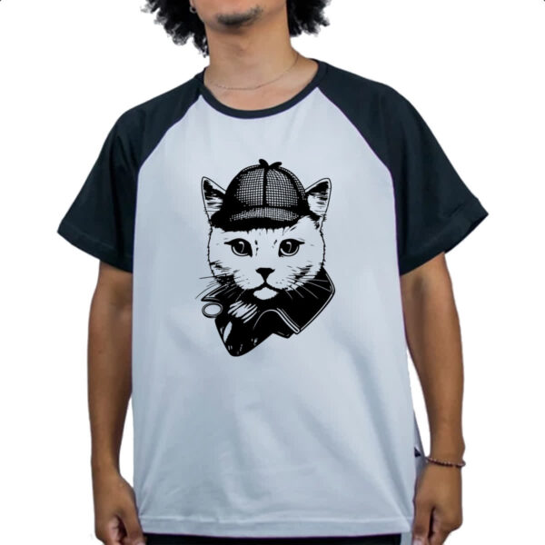 Camiseta Raglan Sherlock Gato - Imagem 4