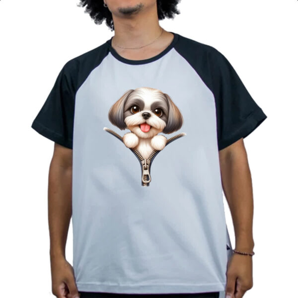 Camiseta Raglan Shih Tzu no Ziper - Imagem 4