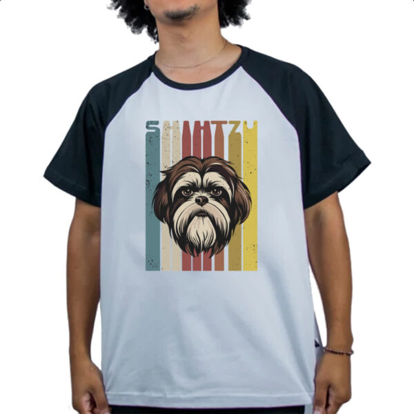 Camiseta Raglan Shih-tzu retro vintage - Imagem 4