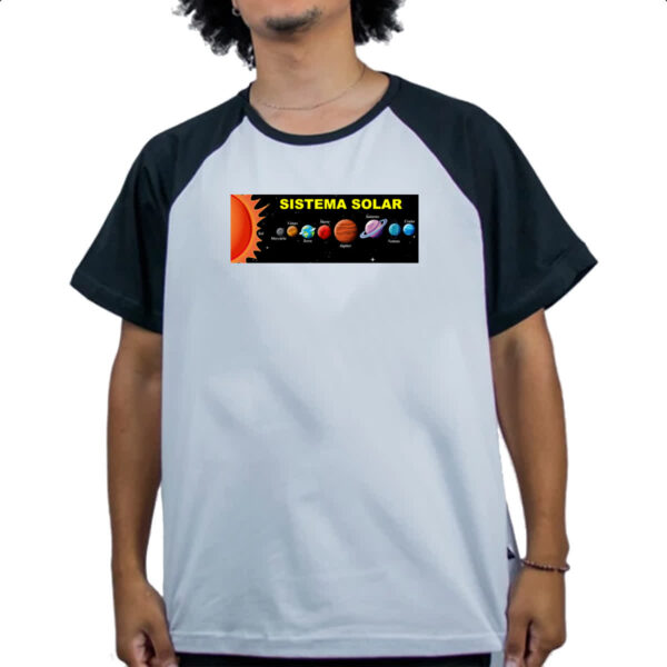 Camiseta Raglan Sistema solar noite - Imagem 4