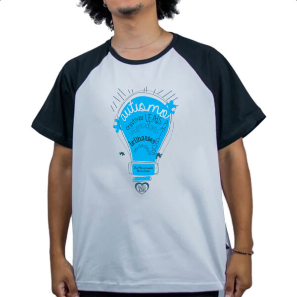 Camiseta Raglan Autismo luzes azuis - Imagem 4