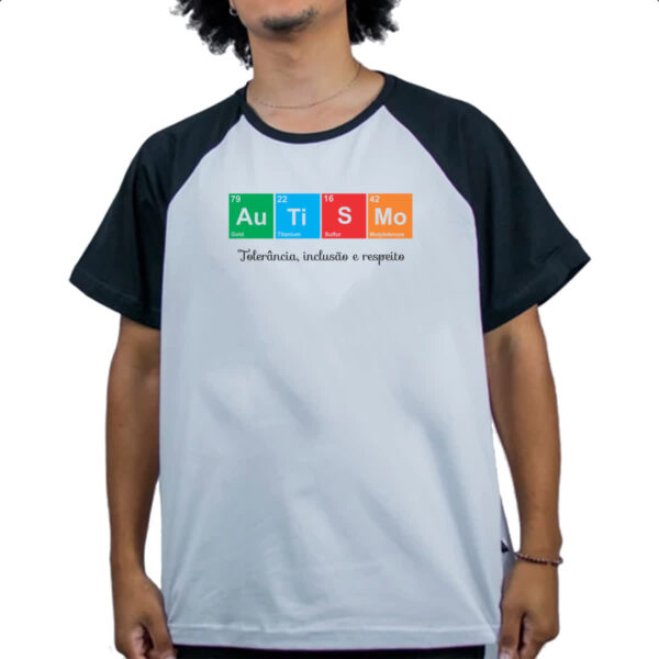 Camiseta Raglan Autismo tabela periodica - Imagem 4