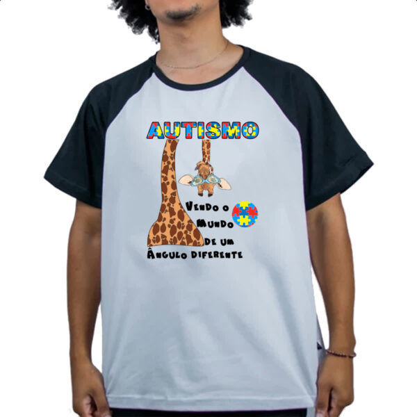 Camiseta Raglan Autismo vendo o mundo de um angulo diferente - Imagem 4