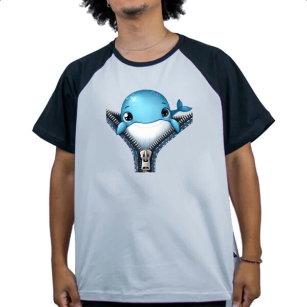 Camiseta Raglan Baleia no ziper - Imagem 4