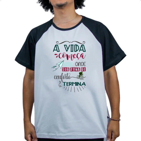 Camiseta Raglan A vida comeca zona de conforto termina - Imagem 4