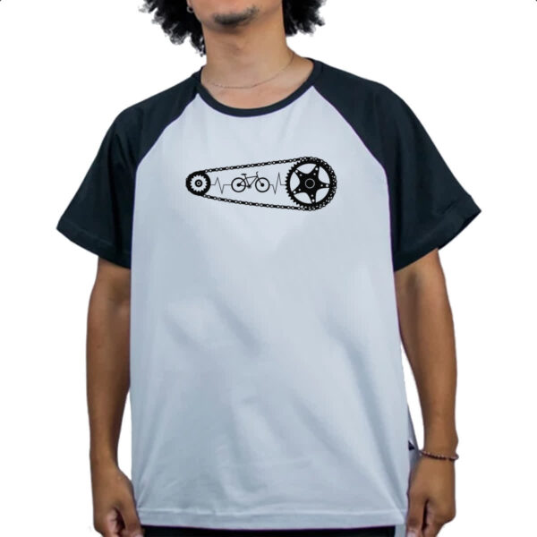 Camiseta Raglan Batimento cardiaco catraca bicicleta - Imagem 4