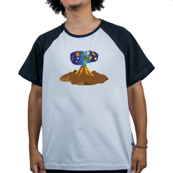Camiseta Raglan Big Bang vulcao erupcao - Imagem 4