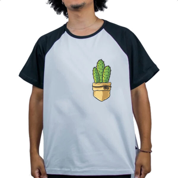 Camiseta Raglan Bolso com cacto e laco - Imagem 4