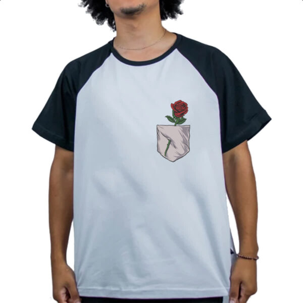 Camiseta Raglan Bolso com rosa - Imagem 4