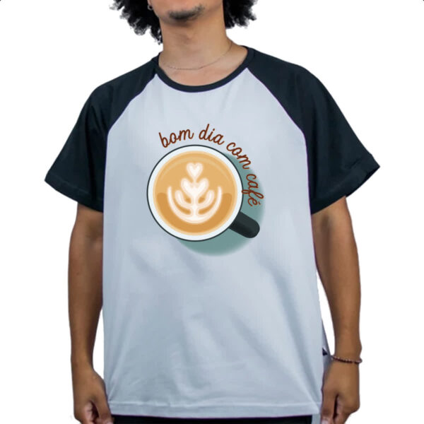 Camiseta Raglan Bom dia com cafe - Imagem 4