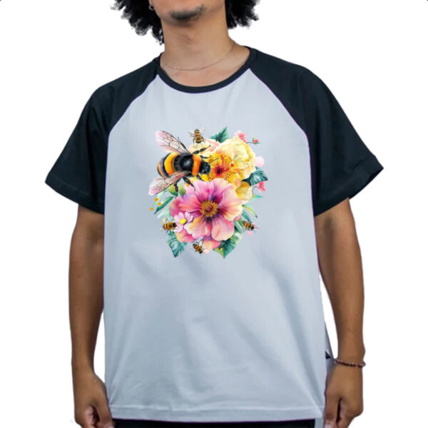Camiseta Raglan Abelha na flor - Imagem 4