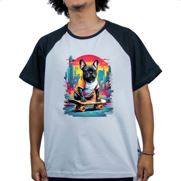 Camiseta Raglan Bulldog skatista color urbano - Imagem 4