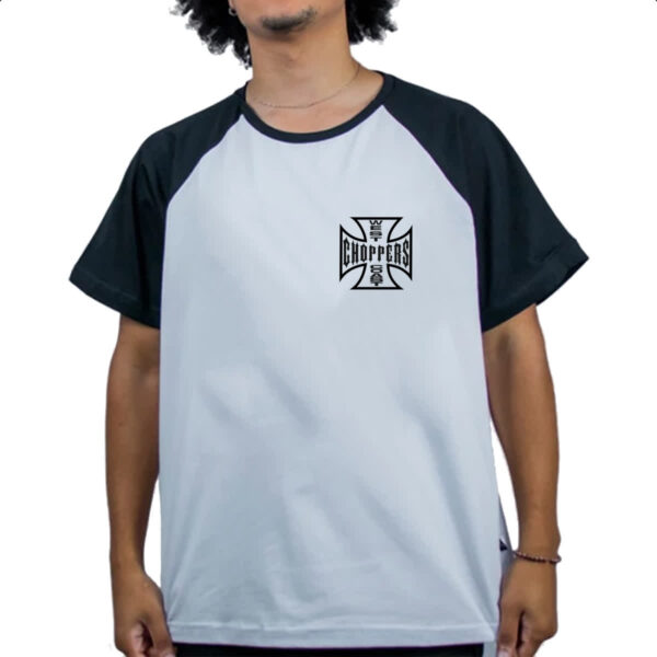 Camiseta Raglan West coast chopper cruz vazada brasao - Imagem 4