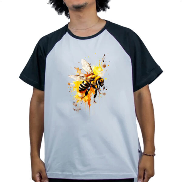 Camiseta Raglan Abelha real splash art - Imagem 4