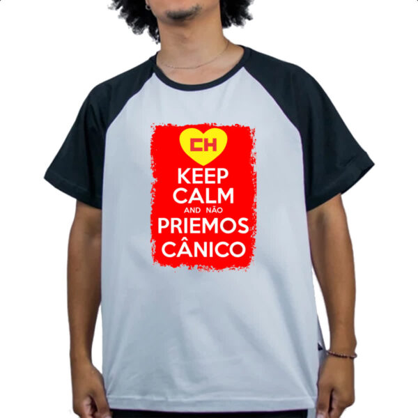 Camiseta Raglan Keep Calm and nao priemos canico - Imagem 4