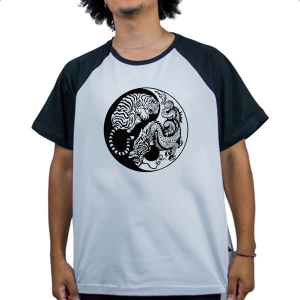 Camiseta Raglan Yin e Yang Dragao e Tigre - Imagem 4