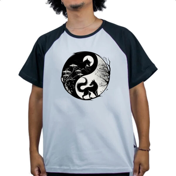 Camiseta Raglan Yin e Yang Raposas - Imagem 4