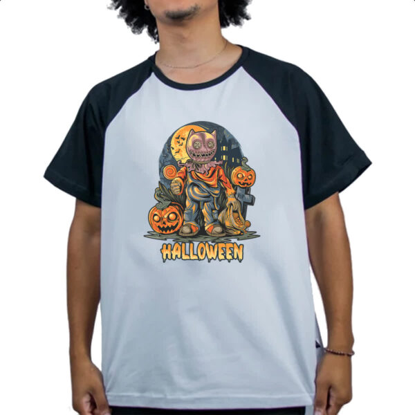 Camiseta Raglan Halloween pumpkin cemiterio - Imagem 4