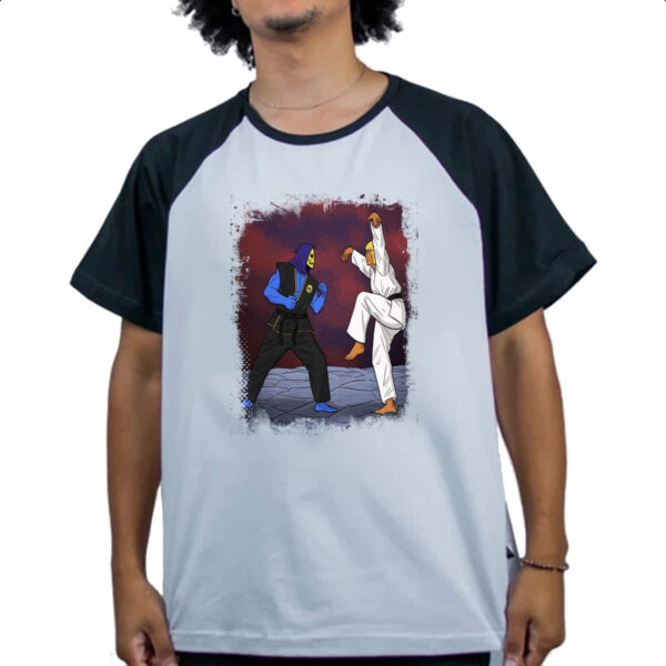 Camiseta Raglan He-Man Karate Kid parodia - Imagem 4