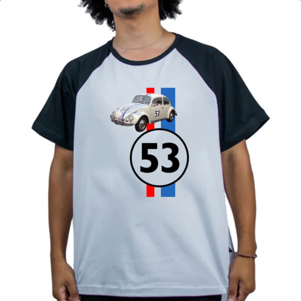 Camiseta Raglan Herbie 53 fusca falasse Logo e Carro - Imagem 4