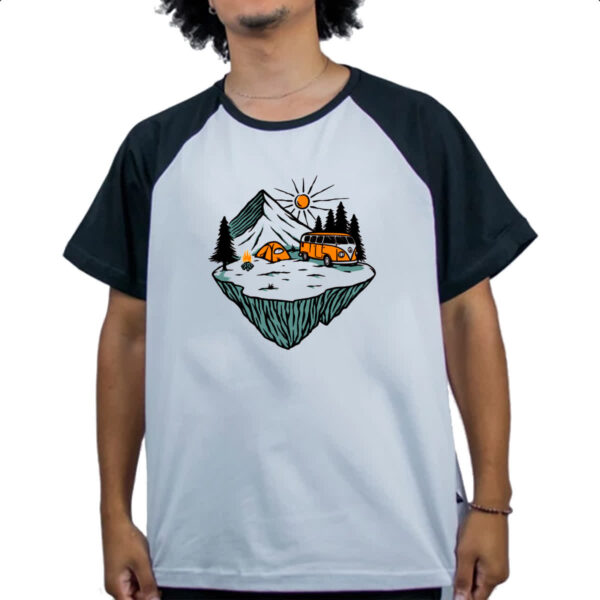 Camiseta Raglan Acampamento Konbosa Kombi Divertida - Imagem 4