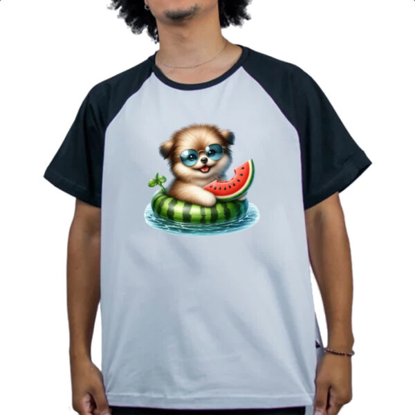 Camiseta Raglan Cachorro na boia - Imagem 4