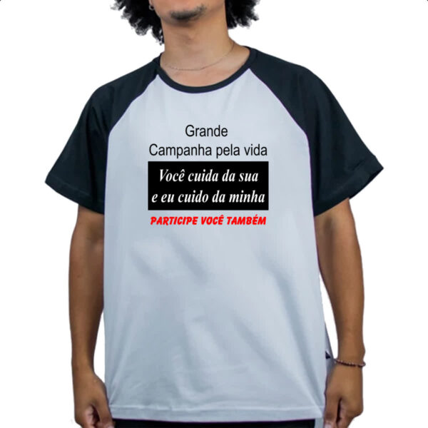 Camiseta Raglan Campanha cuide da sua vida - Imagem 4