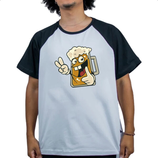 Camiseta Raglan Caneca de Chop Divertida - Imagem 4