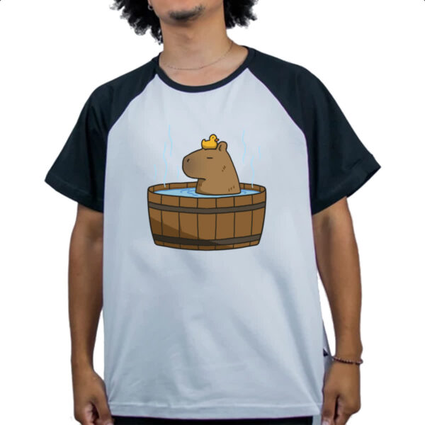 Camiseta Raglan Capivara banho ofuro - Imagem 4