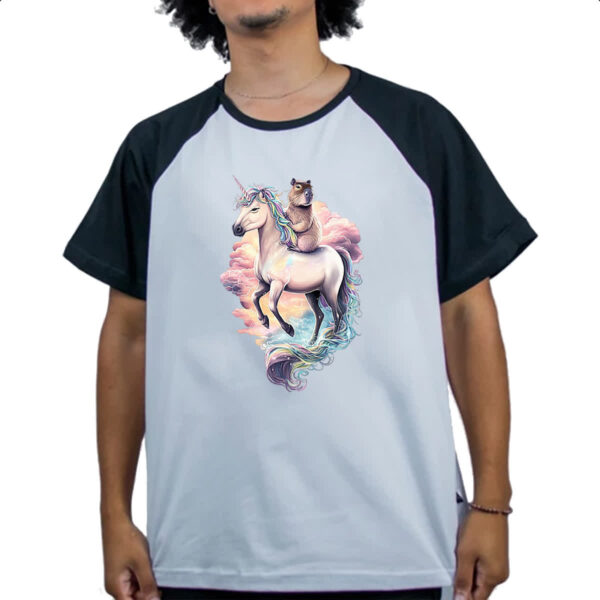 Camiseta Raglan Capivara com unicornio - Imagem 4