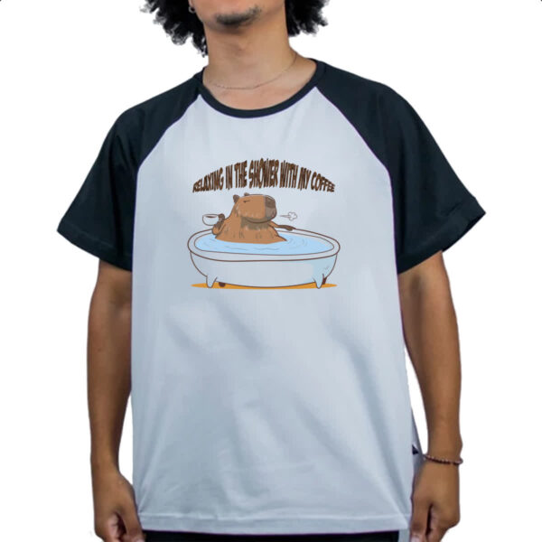 Camiseta Raglan Capivara de boas no banho - Imagem 4