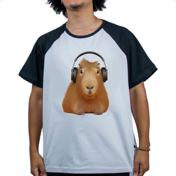 Camiseta Raglan Capivara headfone - Imagem 4