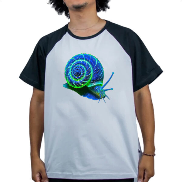 Camiseta Raglan Caramujo blue florescente - Imagem 4