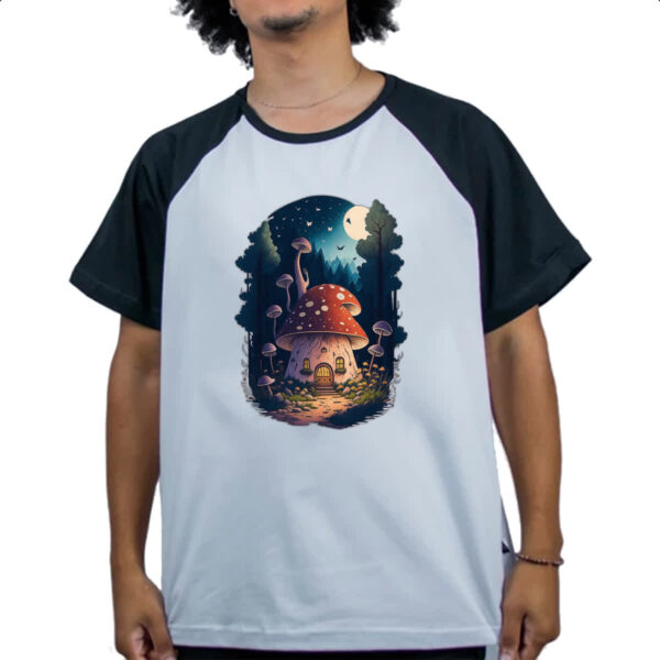 Camiseta Raglan Casa cogumelo dos duendes - Imagem 4