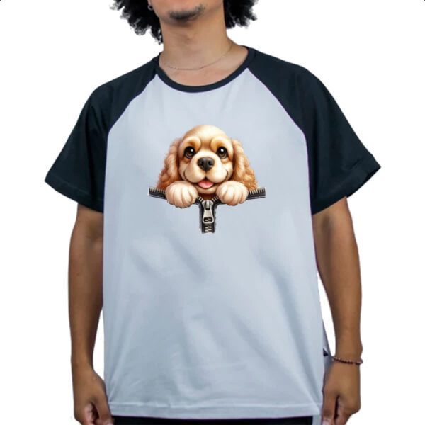 Camiseta Raglan Cavalier King Charles Spaniel no Ziper - Imagem 4