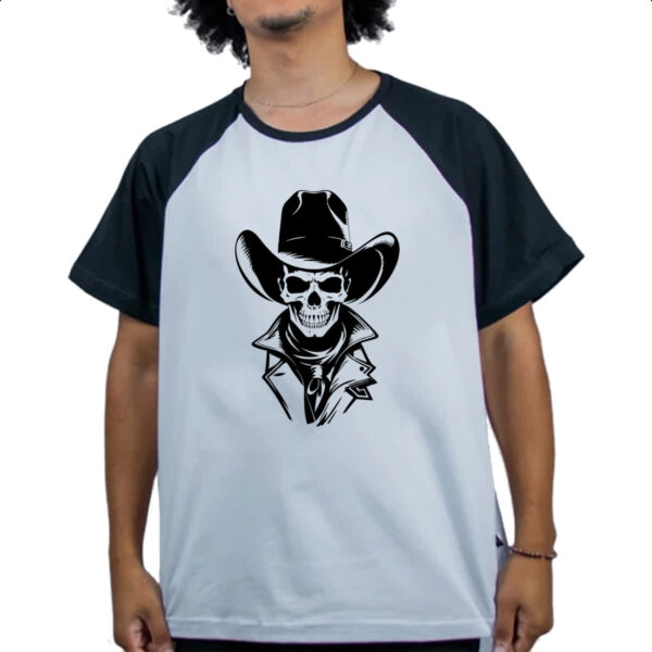 Camiseta Raglan Caveira Cowboy Face - Imagem 4