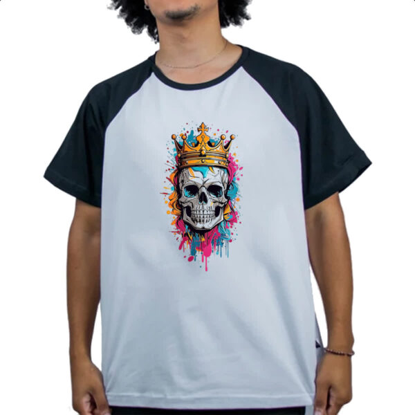 Camiseta Raglan Caveira do cranio do rei - Imagem 4