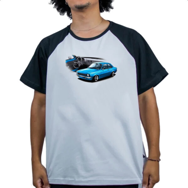 Camiseta Raglan Chevette primeira geracao azul - Imagem 4