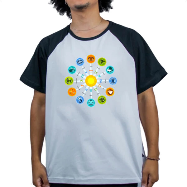 Camiseta Raglan Circulo do Zodiaco Signos - Imagem 4