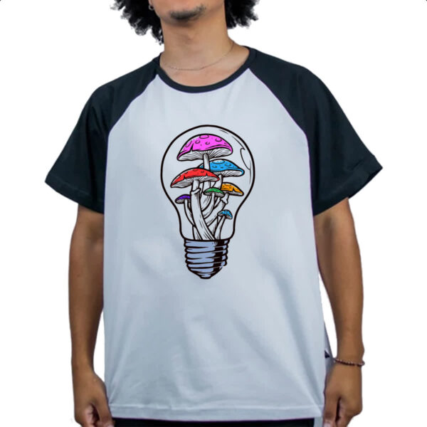 Camiseta Raglan Cogumelos em lampada - Imagem 4