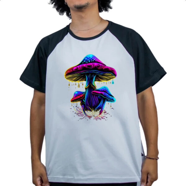 Camiseta Raglan Cogumelos neon - Imagem 4