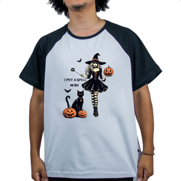 Camiseta Raglan Colocar um feitico em voce - Imagem 4