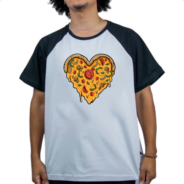 Camiseta Raglan Coracao de pizza - Imagem 4
