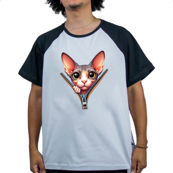 Camiseta Raglan Cornish Rex no ziper - Imagem 4