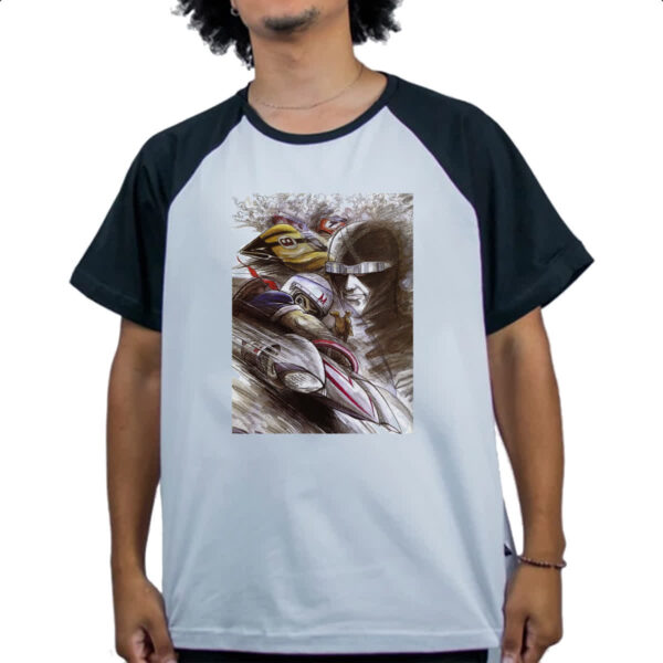Camiseta Raglan Corredor X e Speed Racer Grafite Arte - Imagem 4
