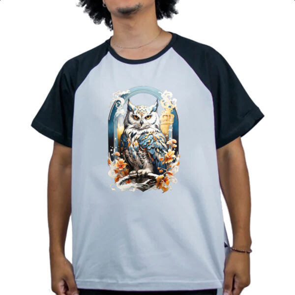 Camiseta Raglan Coruja do gelo - Imagem 4