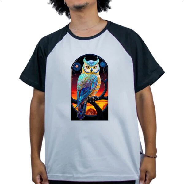 Camiseta Raglan Coruja mistica de cristal - Imagem 4